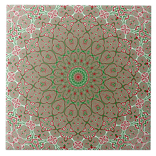 Carreau Boho Hippie Funky Trippy Orné Mandala de Noël (Devant)