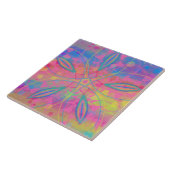 Carreau Boho Hippie Tie Dye Neon Pastel Mandala Abstrait (Côté)