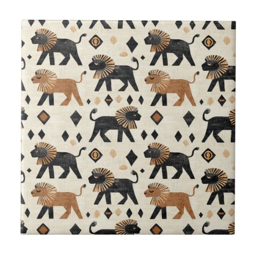 Carreau Boho Lion Tribal Safari Pattern (Devant)