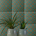 Carreau Boho Marocain Turquoise Et Motif De Bronze<br><div class="desc">Décor ethnique dynamique en tuiles décoratives avec un motif sans couture turquoise et bronze dans le style ethnique marocain.</div>