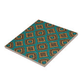 Carreau Boho Marocain Turquoise Et Motif De Bronze (Côté)