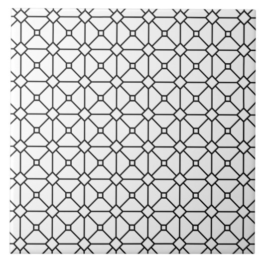 Carreau Boho moderne noir et blanc Motif Rhombus (Devant)