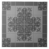 Carreau Boho moderne noir et blanc Motif Rhombus (Devant)