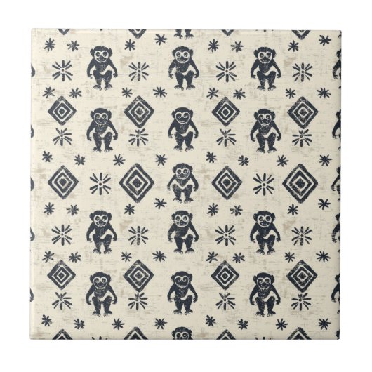 Carreau Boho Monkey Jungle Safari Pattern (2) (Devant)