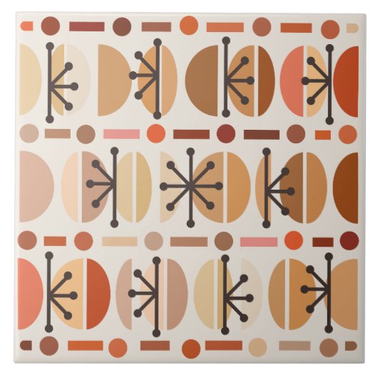 Carreau Boho Retro Bowls Lignes Tons Terre (Devant)