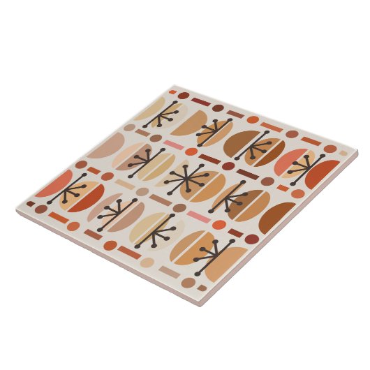 Carreau Boho Retro Bowls Lignes Tons Terre (Côté)