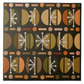 Carreau Boho Retro Bowls Lignes Tons Terre Noire (Devant)