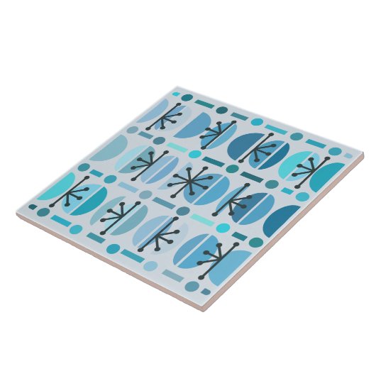 Carreau Boho Retro Bowls Lignes Turquoise (Côté)