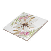 Carreau Boho rose vert blanc marron décoratif floral  (Côté)