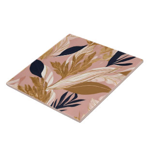 Carreau Boho rose vif Feuilles Collection moderne