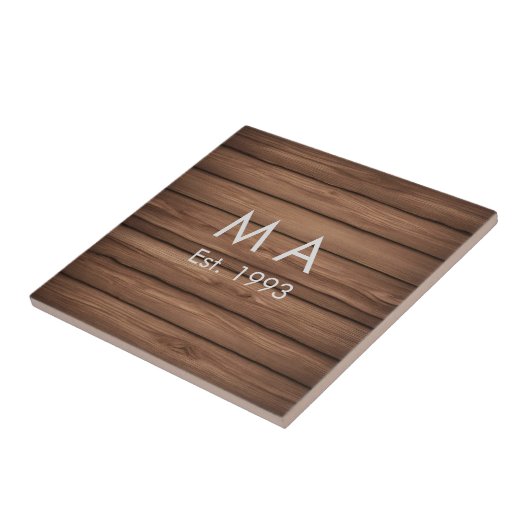Carreau boho rustique Brown ajouter nom lettre année date  (Côté)