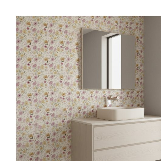 Carreau Boho Soft Pink Watercolor Wildflower