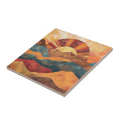 Carreau Boho Sunset Over Mountains - Paysage Rétro (Côté)