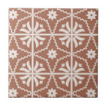 Carreau Boho Terracotta motif floral<br><div class="desc">Boho terracotta et motif floral blanc pour vos projets do-it-yourself. Servez-vous d'un seul dessous de verre décoratif en carrelage,  d'un évier de cuisine,  d'un carrelage de salle de bain ou d'un foyer. Soyez créatif ! 2 tailles disponibles.</div>