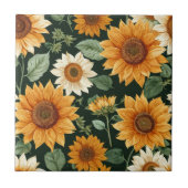 Carreau Boho Terracotta Vintage Motif tournesol (Devant)