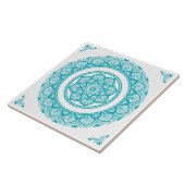 Carreau Boho Turquoise bleu turquoise fleur Mandala (Côté)