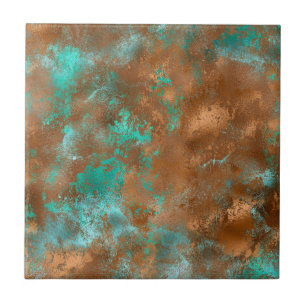 Carreau Boho Turquoise Cuivre Grunge