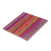 Carreau Boho Vintage Rouge Violet Rayures - (Côté)