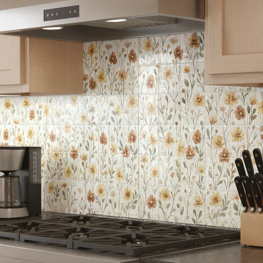 Carreau Boho Watercolor Wildflower Ceramic