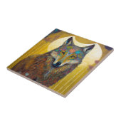 Carreau Boho Wolf Surreal Wildlife Art (Côté)