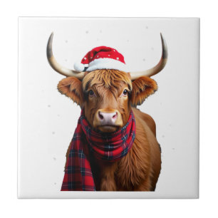 Carreau Boho Xmas Noël Vache des Highlands T-Shirt (1)