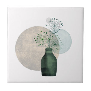 Carreau Boho Zen Dandelions Floraux Dans Une Bouteille