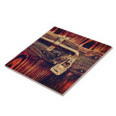 Carreau Bois Porte rustique antiquité serrure en laiton ma (Côté)