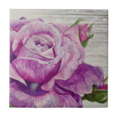 Carreau Bois rustique Aquarelle Rose violet (Devant)
