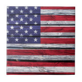 Carreau Bois rustique de drapeau américain (Devant)