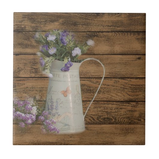 Carreau bois rustique de grange de lavande de pays (Devant)