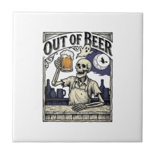 Carreau Boîte à bière squelette vintage Halloween Fête