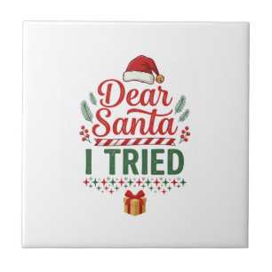 Carreau Boîte de Présent Chapeau de Noël Dear Santa a essa