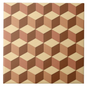 Carreau Boîtes 3D, Tan, Brown et beige