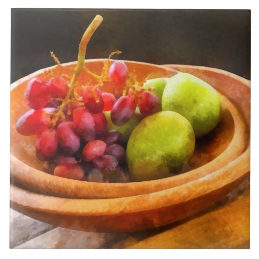 Carreau Bol de raisins rouges et poires (Devant)