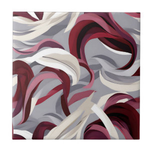 Carreau Bold Burgundy Brushstrokies sur Grey Arrière - pla