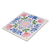 Carreau Bold Floral on White Background Decorative (Côté)