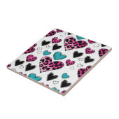 Carreau Bold Leopard Heart Love – Pink, Black & Teal (2) (Côté)