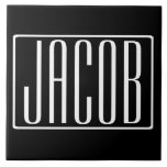 Carreau Bold & Modern Your name or Word | White On Black<br><div class="desc">Bold et moderne.</div>