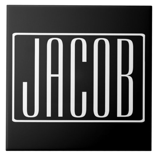Carreau Bold & Modern Your name or Word | White On Black (Devant)