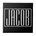Carreau Bold & Modern Your name or Word | White On Black<br><div class="desc">Bold et moderne.</div>