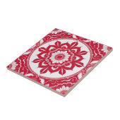 Carreau Bold Red Floral Mandala Tile (Côté)