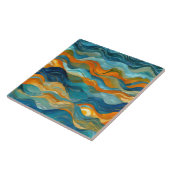 Carreau "Bolonia" Bleu Vert Orange Vagues (Côté)