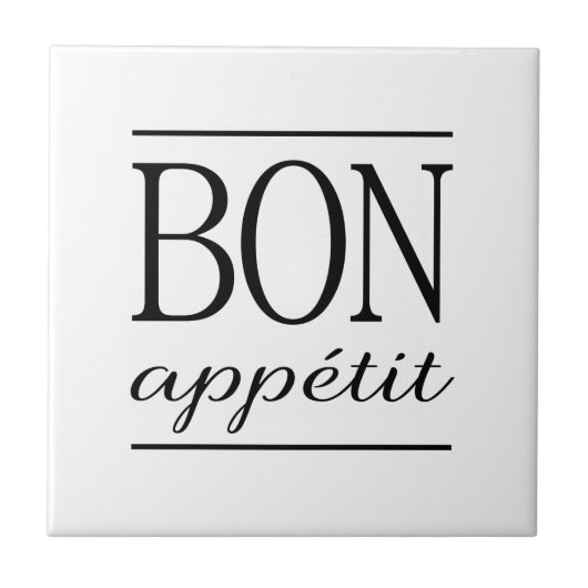 Carreau BON APPETIT Typographie de cuisine noir et blanc C (Devant)
