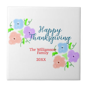 Carreau Bon thanksgiving bleu violet rose ajouter famille