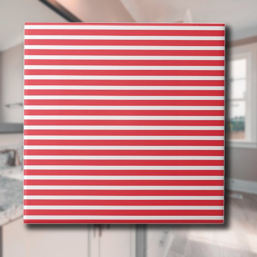 Carreau Bonbon Canne Rouge et Blanc Simple Rayé Horizontal