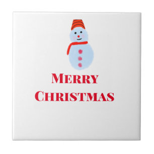 Carreau Bonhomme de neige bleu Noël joyeux Noël ajouter no