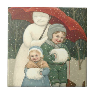 Carreau Bonhomme de neige Parapluie Enfants Neige Hiver