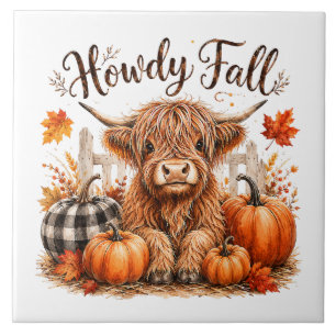 Carreau Bonjour automne vache des Highlands Action de grâc