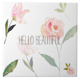 Carreau Bonjour belle aquarelle florale