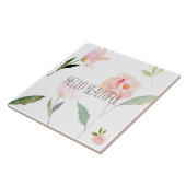 Carreau Bonjour belle aquarelle florale (Côté)